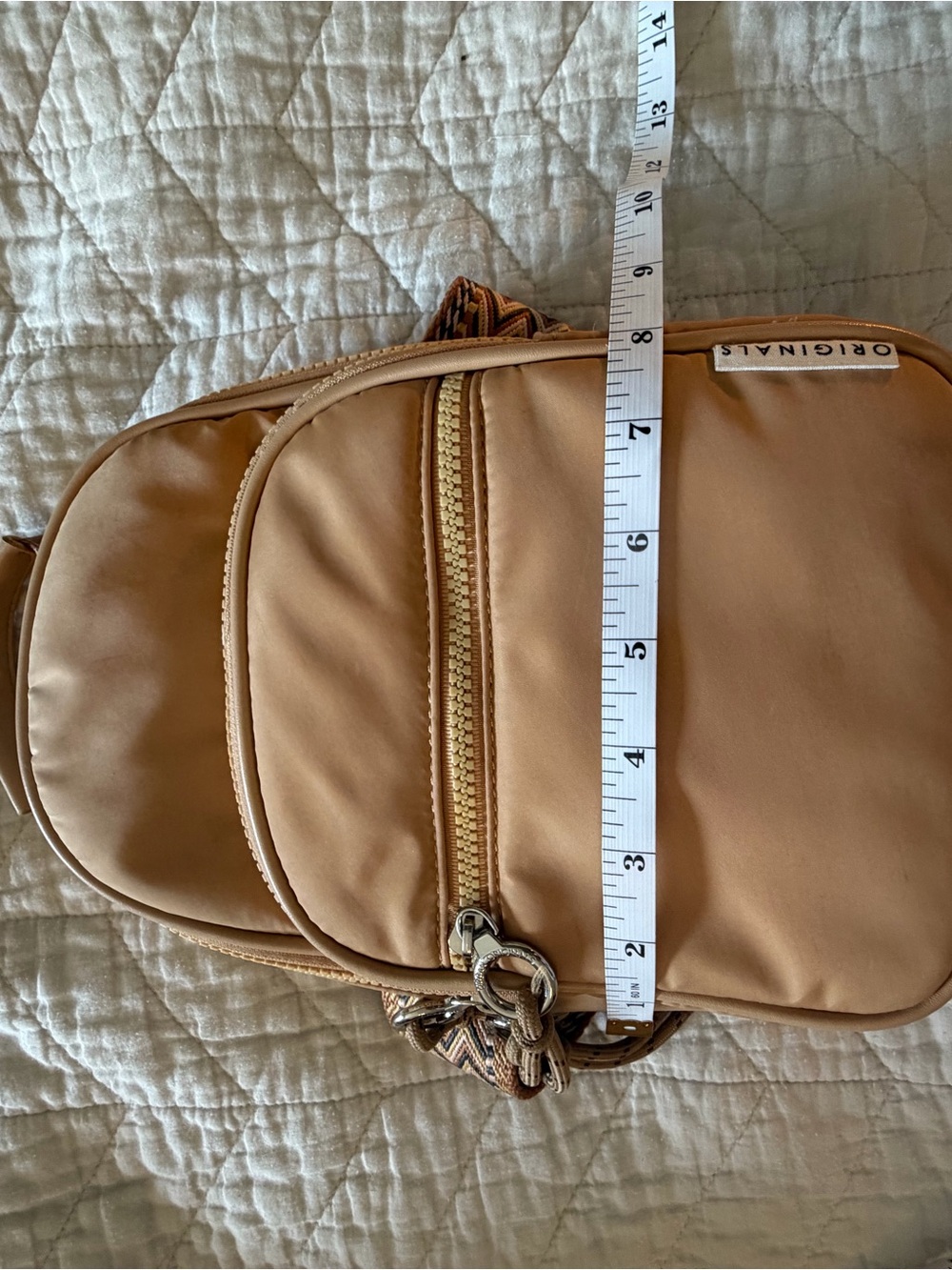 Anthropologie Originals Tan Crossbody Mini Sling with Patterned Strap - Picture 6 of 6
